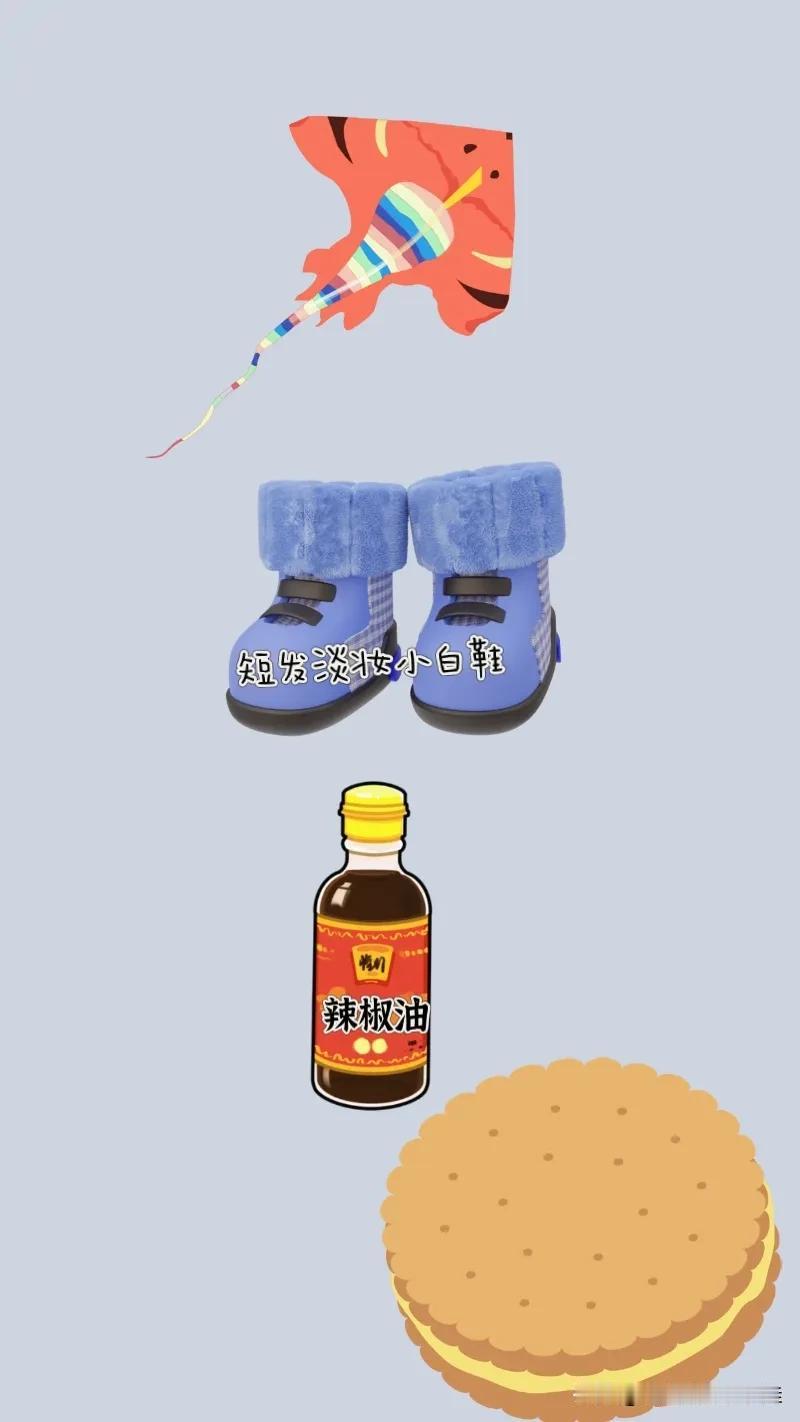 一只风筝 一双靴子👢 一瓶辣椒油 一块夹心饼干，打一成语—————
图中有只风