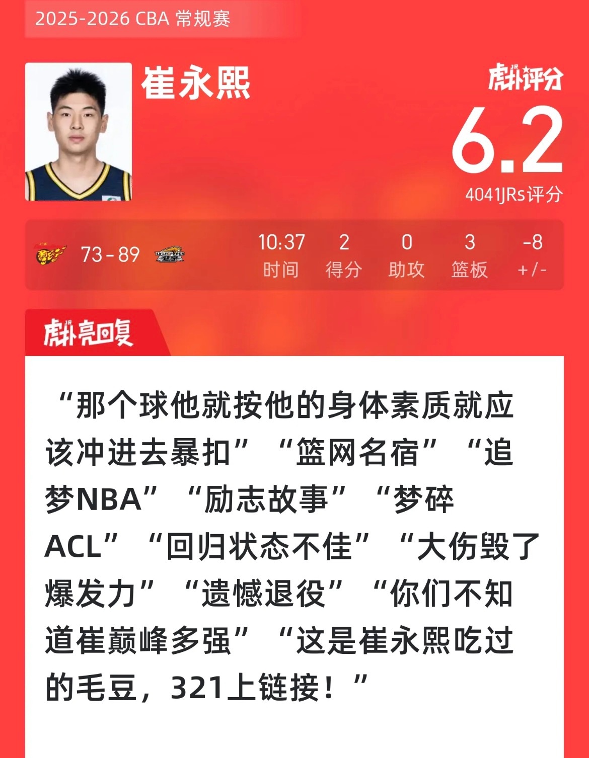 这位球迷，你就不对了…这明显是广东输了，崔永熙没输…应该是上槽子糕…世泰，告诉大