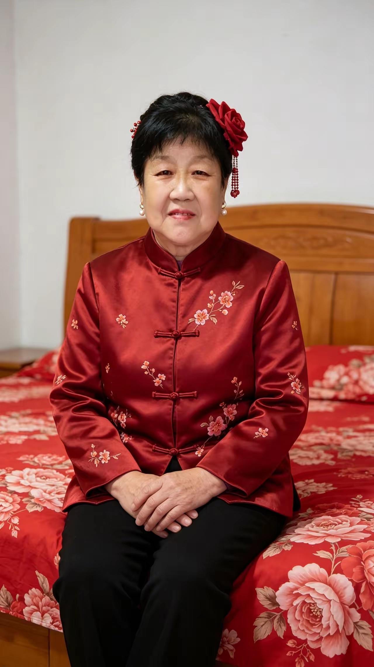 年龄五十八，
儿女早成家。
丧偶过多年，
今日又出嫁。