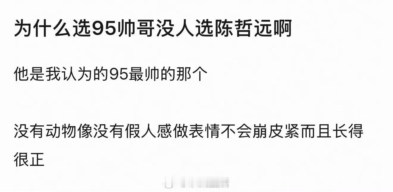 陈哲远绝对是95🥜颜值排在第一梯队的帅哥，长在了国人的审美上，颜粉非常多。 