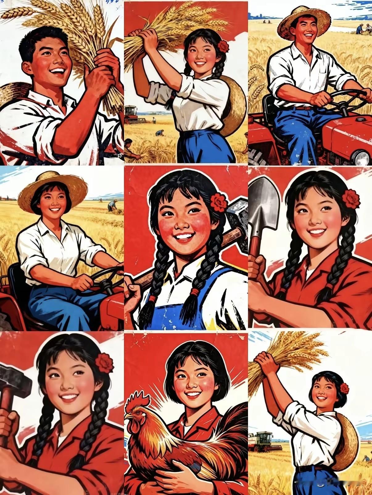 这画看着多么积极向上，自信阳光，朝气蓬勃，看着舒服，使人奋进，给人希望，全是劳动