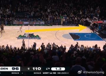 森林狼掘金最后时刻，麦克丹尼尔斯在胜负已分时上空篮刷分，约基奇从后场冲上前讨要说