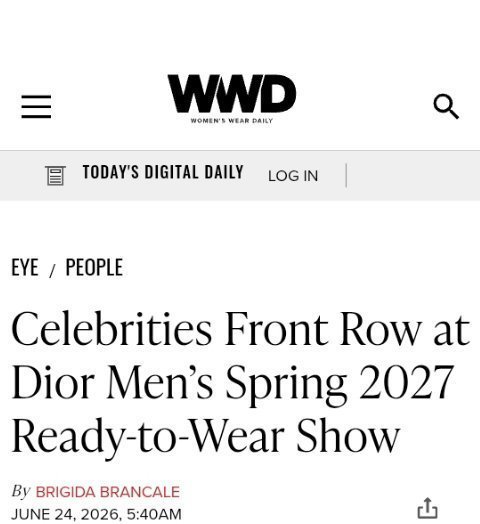 权威时尚媒体wwd官网报道迪奥前排于适，这待遇真的拉满了 