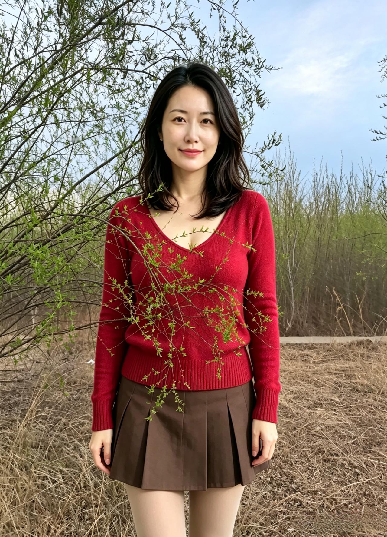 春郊风软拂清颜，百媚天成不自攀。
胜却人间桃李色，嫣然一笑满山川。