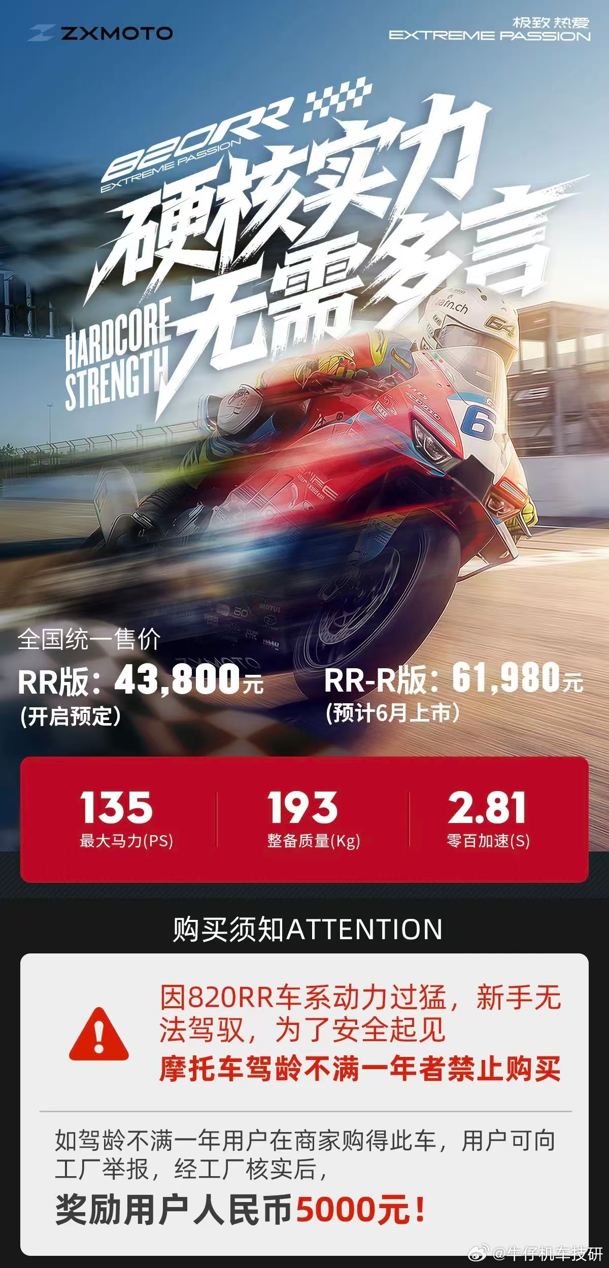 张雪820上市，还是上点新手禁区。这让我一个骑了20年摩托车的人感到疑惑，这玩意