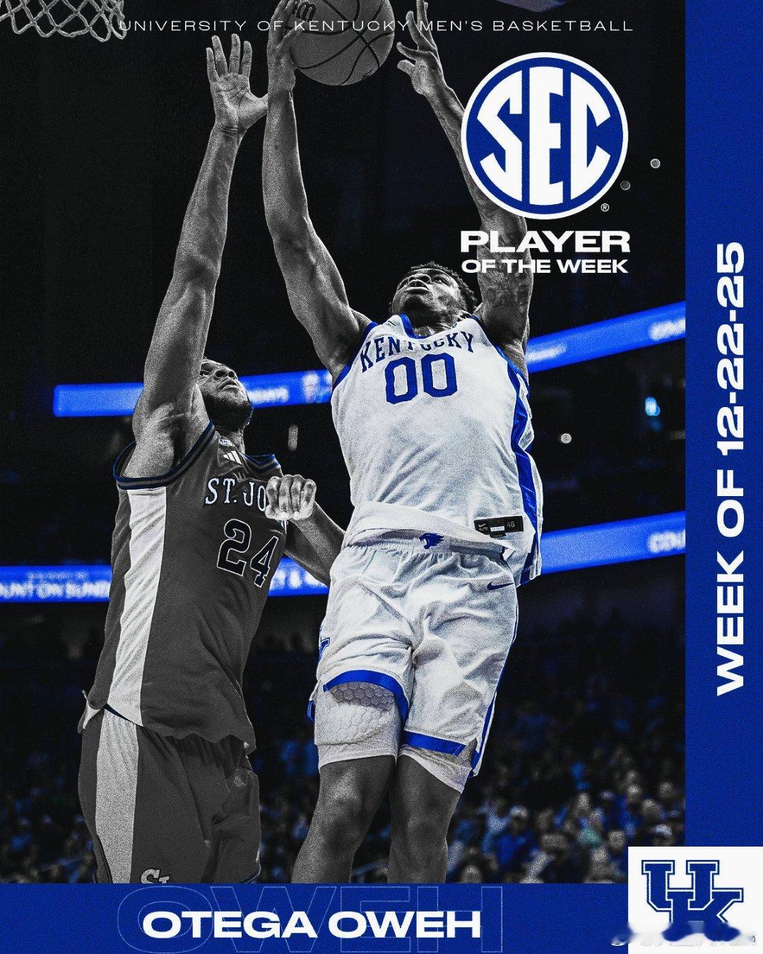 SEC联盟第7周表现奖（2025-2026赛季）。 最佳球员：Otega Owe