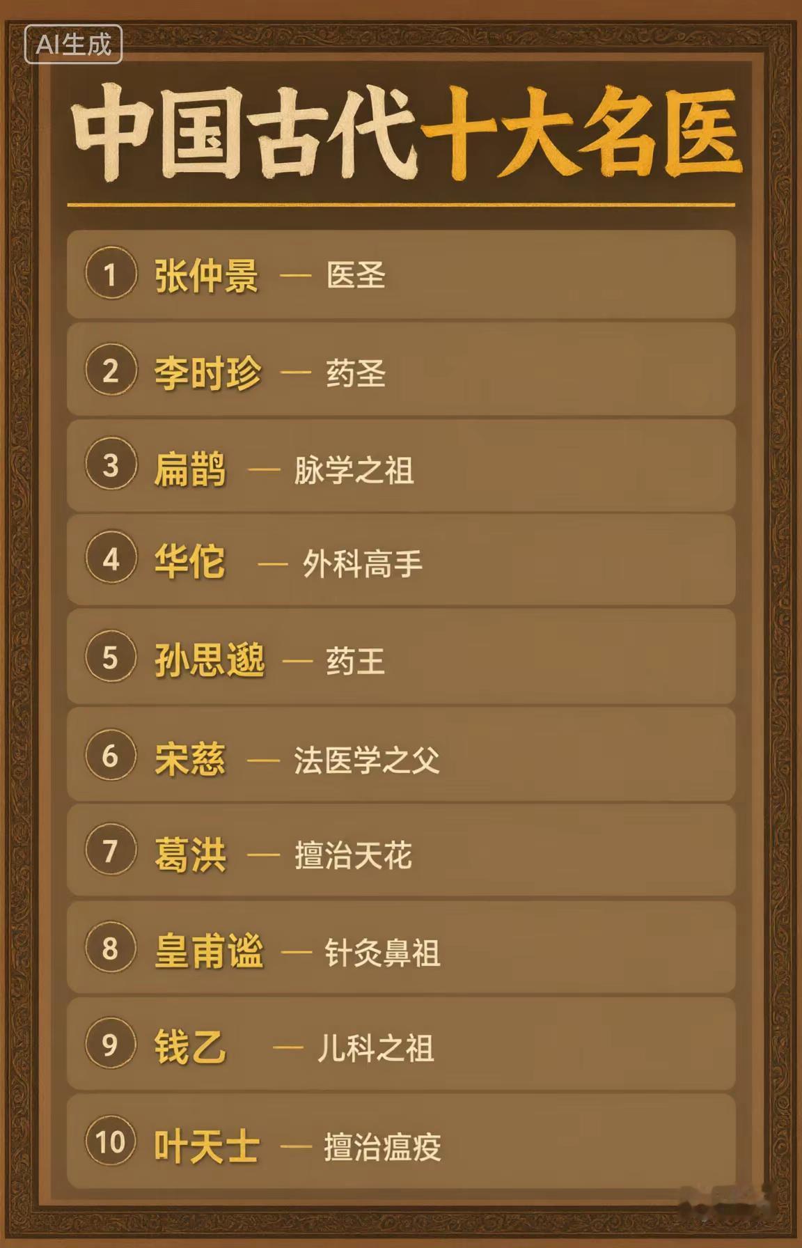 蓝光：中国古代十大名医。历史知识分享 中医知识分享 传统文化干货