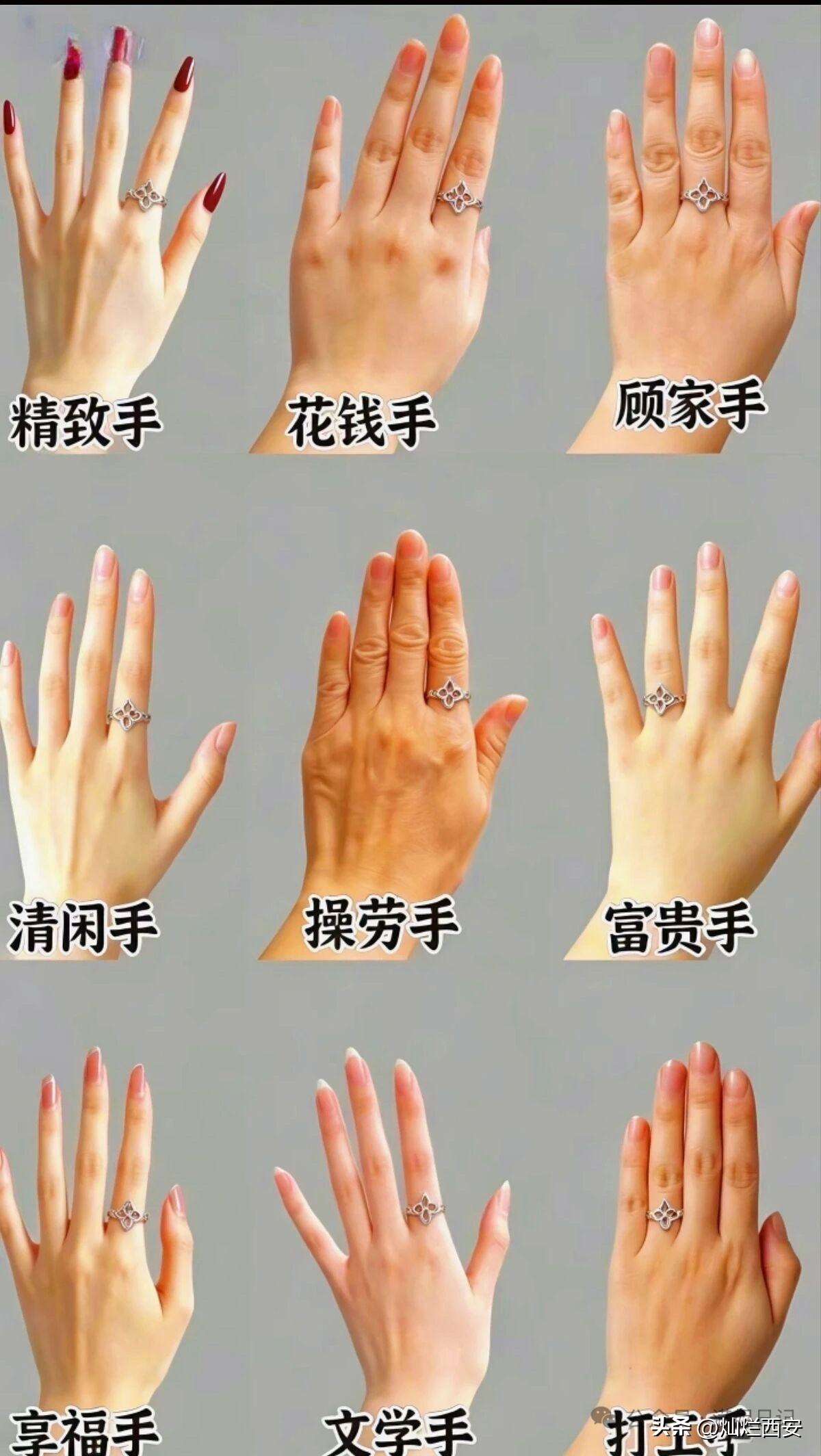 女人的手，
有以下九种，
你属于哪一种？
第一：精致手，
指甲尖里都透着精致。