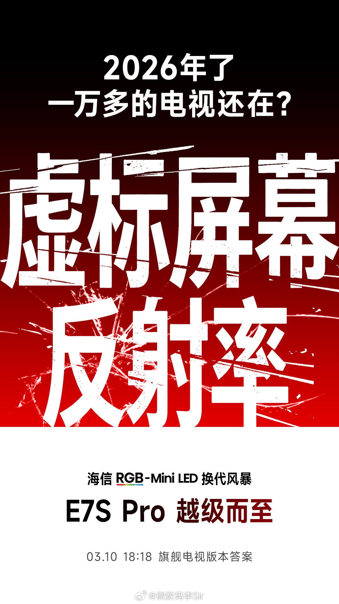 一万多的电视还在虚标屏幕反射率？该换代了旗舰电视版本答案 海信电视E7SPro3