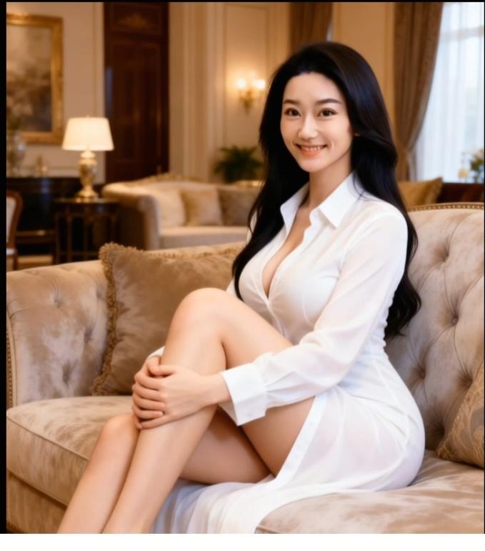 〔欣赏图片〕
图中画面真的美；
美女沙发休息坐；
长长大腿肉惑人；
面带微笑招人