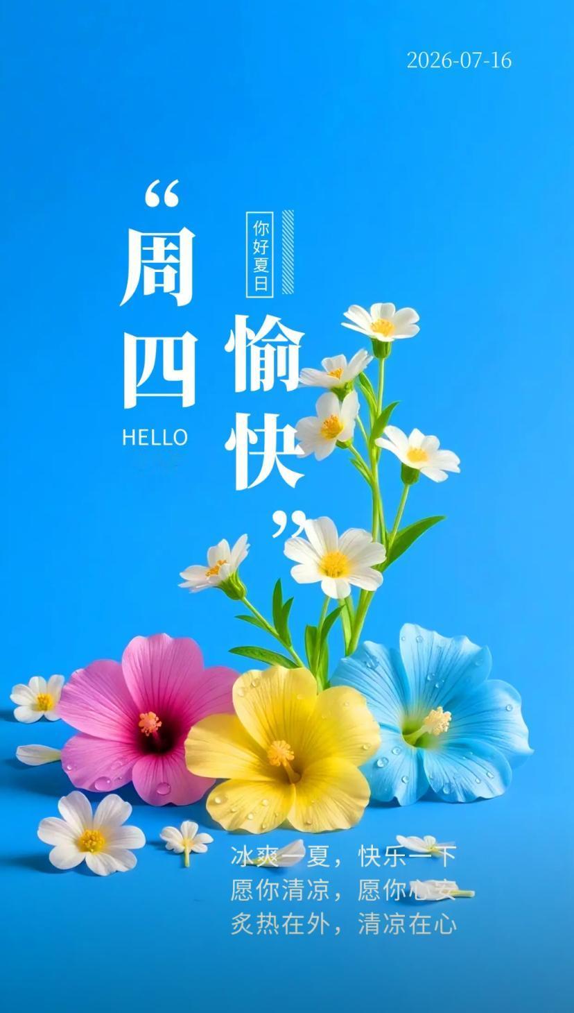 夏晨问安，长夏炎风遍地扬，好运相随三伏里。
2026./07.16.
[微风][