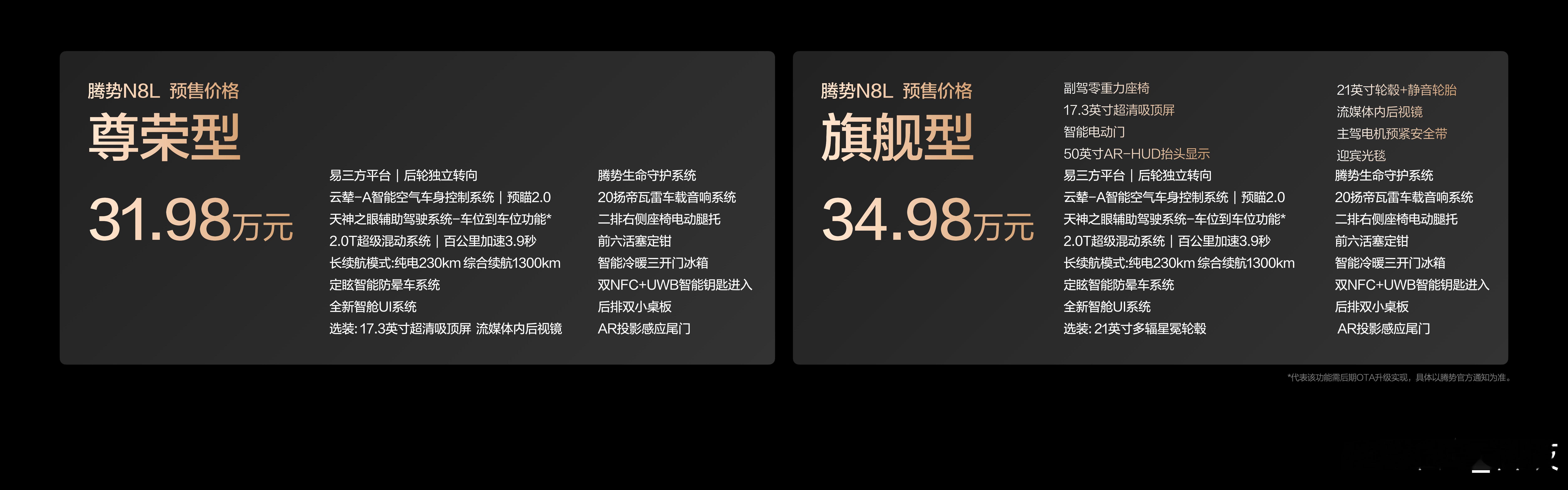 腾势N8L腾势N8L聚焦家庭安全豪华六座SUV，六款外观颜色尽显独特品味。百变空