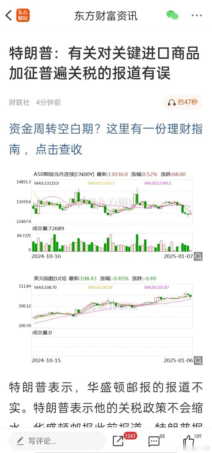 华盛顿邮报乌龙报道特朗普最新关税政策有误，特朗普紧急出来辟谣，称会坚定的执行竞选