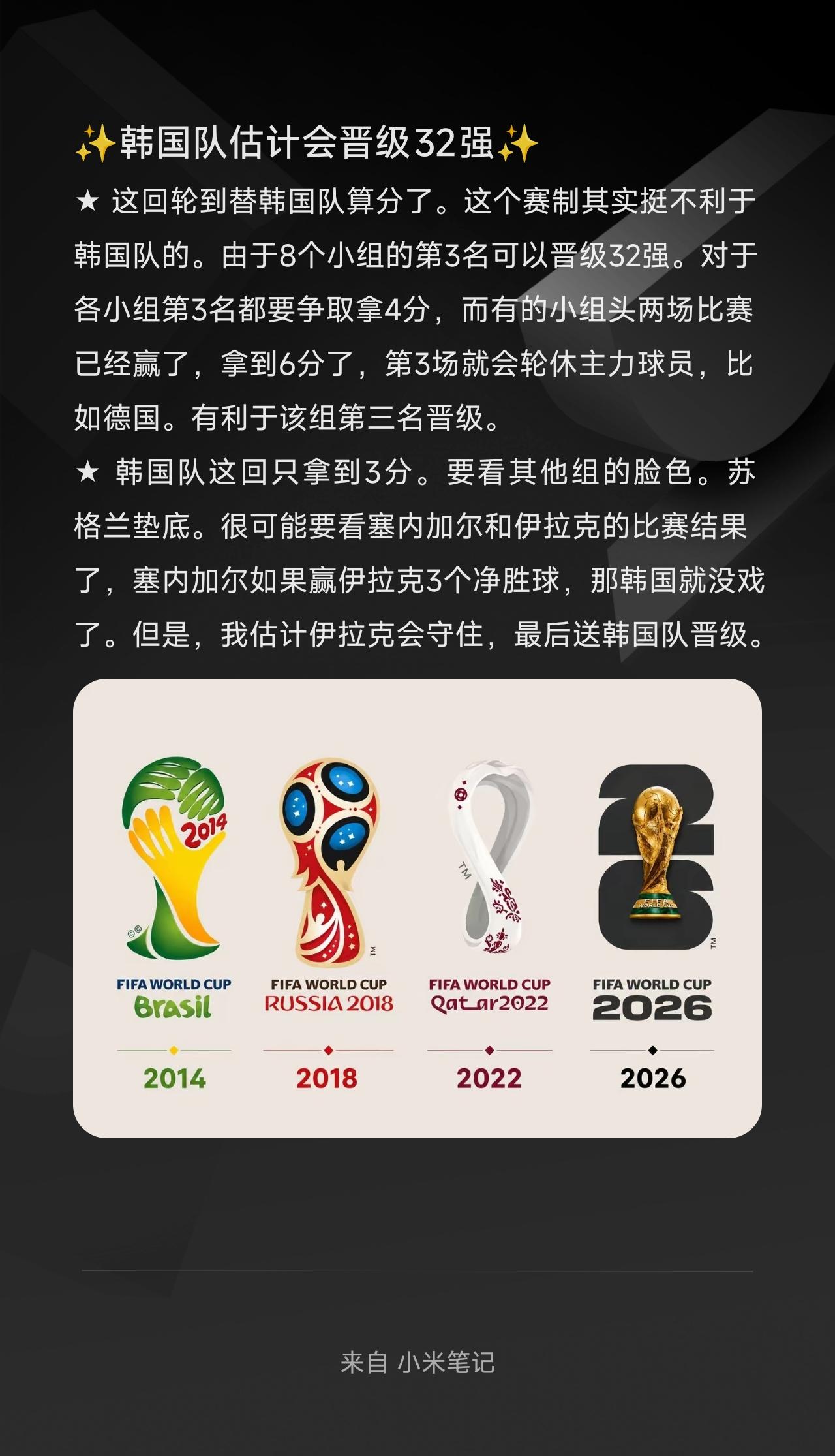 ★ 这回轮到替韩国队算分了。这个赛制其实挺不利于韩国队的。由于8个小组的第3名可