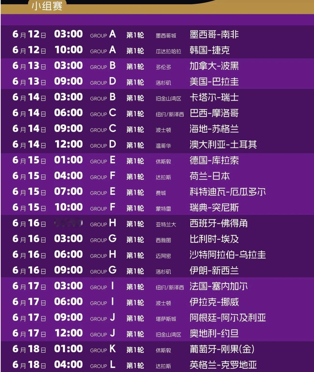 美加墨世界杯这赛程安排是不想让中国球迷好好睡觉和好好工作呀！比赛时间从凌晨1点到