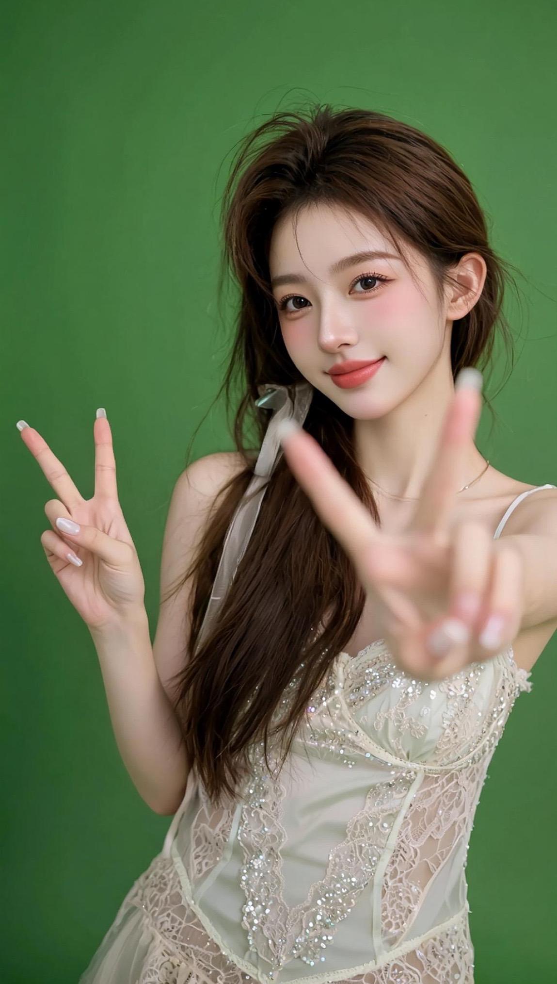 少女绿幕写真