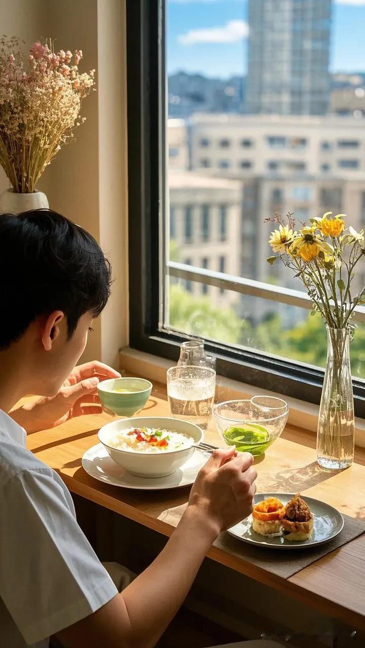 独食时光

都市繁华人潮涌，
独行于世心自宁。
餐桌一方天地小，
美食当前韵自清