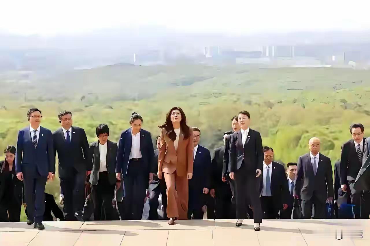 望眼欲穿！继往开来！郑丽文率团访问大陆，拜谒中山陵时走上台阶的这张照片很令人玩味
