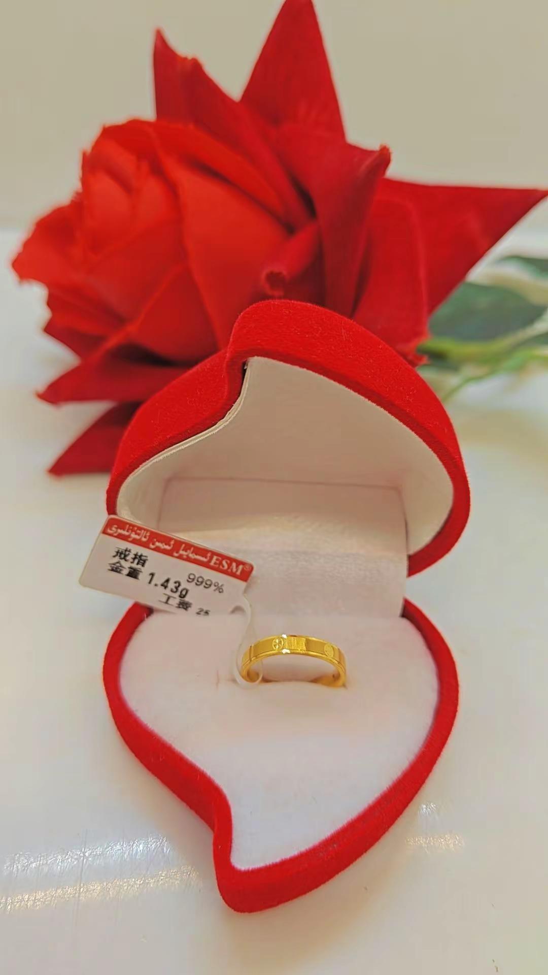 黄金 足金999 情侣 黄金首饰 戒指