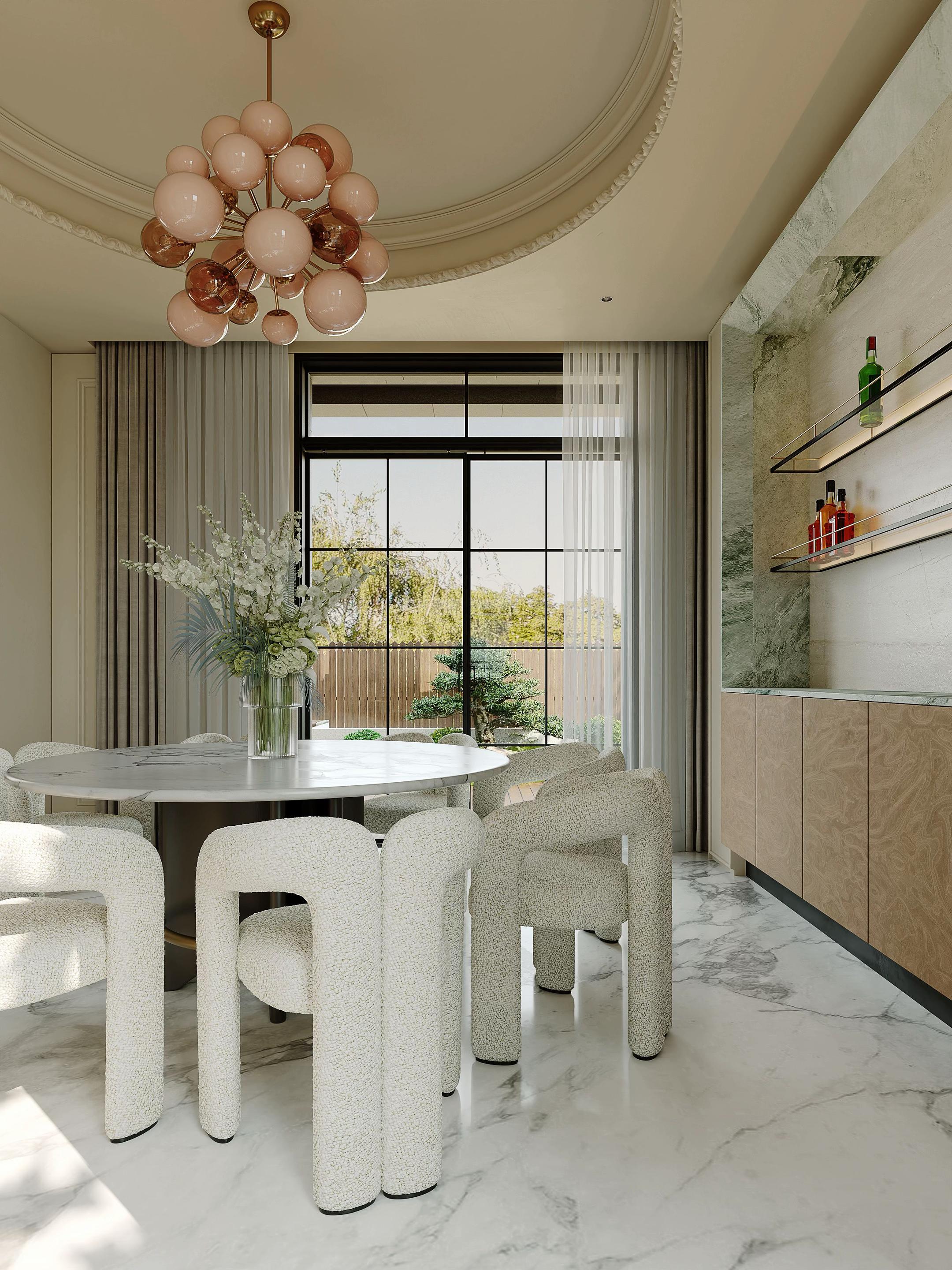 昆明轻法式天花板，餐厅推窗见花海。昆明轻法式天花板，餐厅推窗见花海·客...