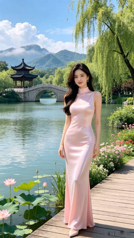 西湖边写真的美女。西湖人像写真 西湖美女写真