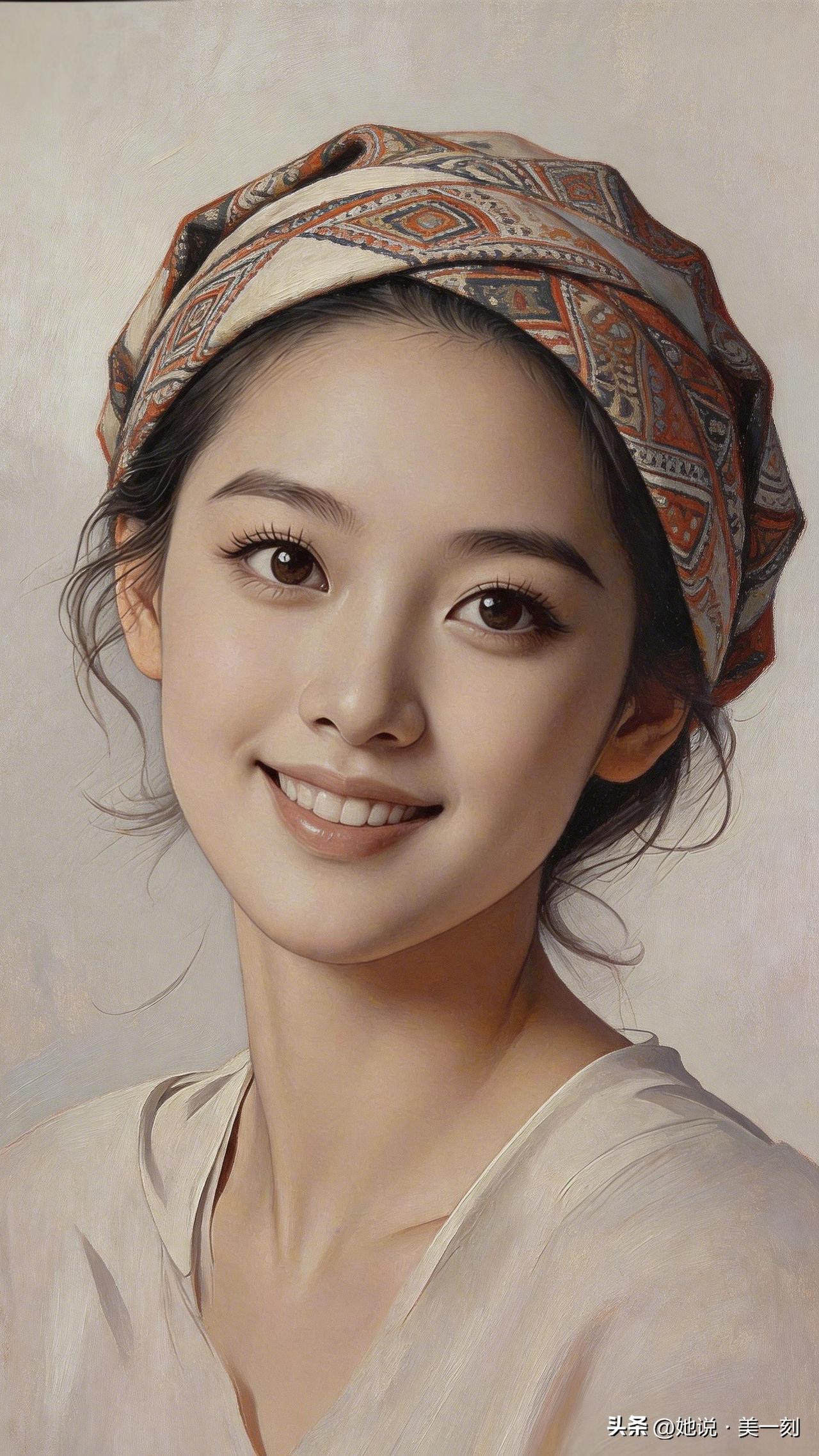 温柔少女，清新自然，淡妆轻抹，自然美态。