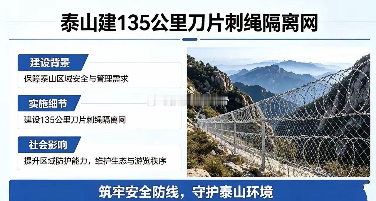 泰山拉上135公里刀片刺绳隔离网，这过度防护手段，寒了谁的心？景区要防火、防野驴