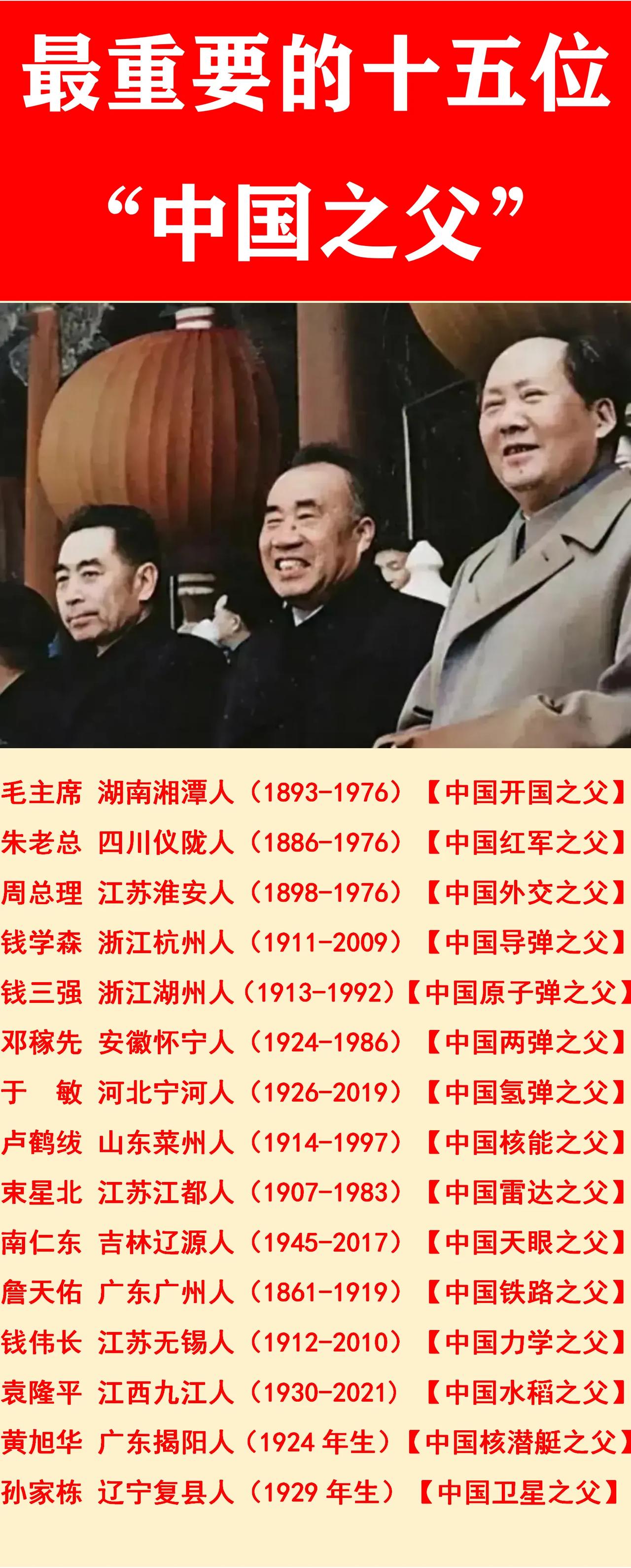 没有毛主席：就没有新中国；
没有朱老总：就没有红军；
没有袁隆平：就没有杂交水稻