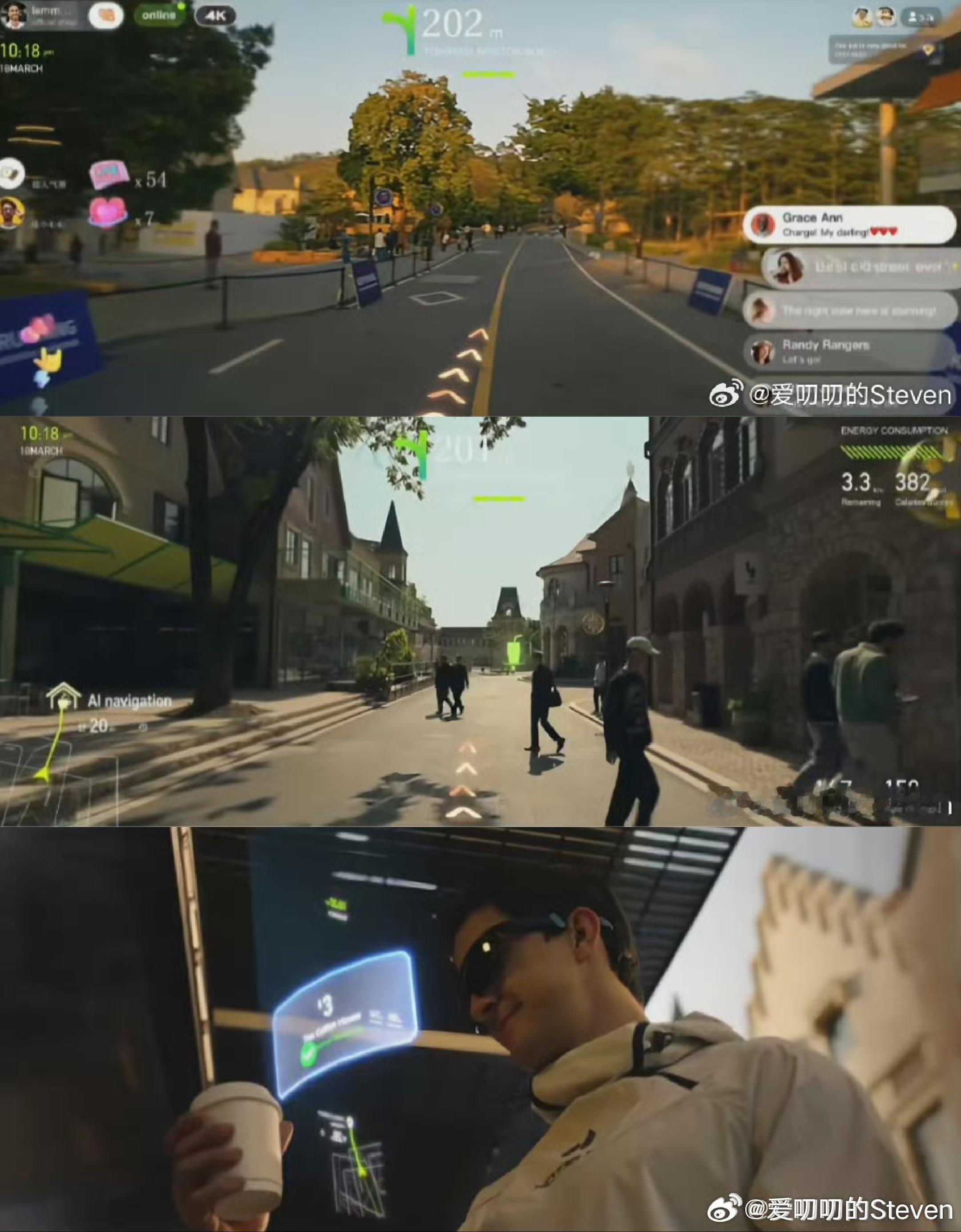 之前发过华为AR眼镜的海外短片，预测……不知道能实现多少，除了常规拍照，录像，耳