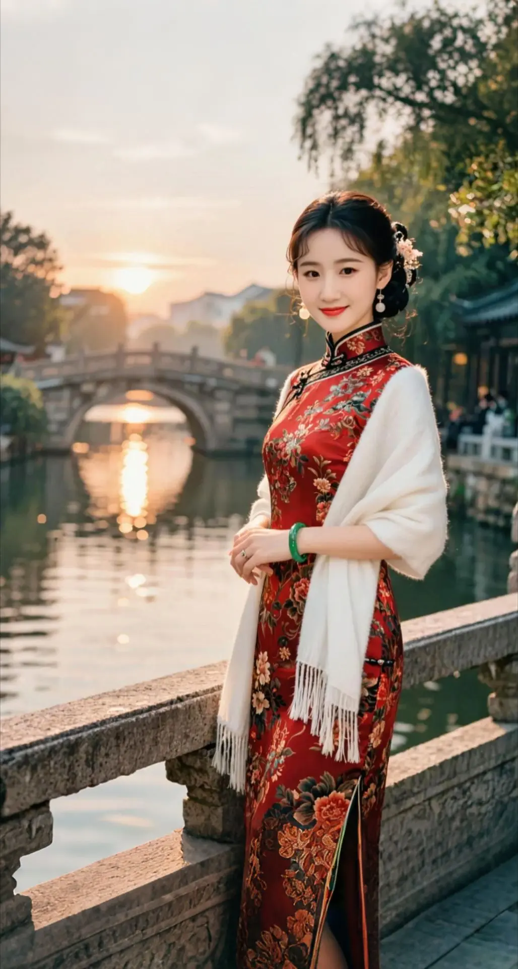 AI扩图 AI夕阳旗袍写真 ai创作