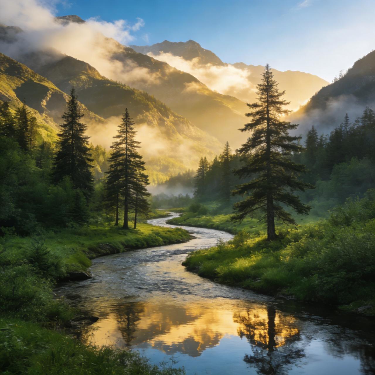  溪光曳翠千山晓，林雾浮金一径幽