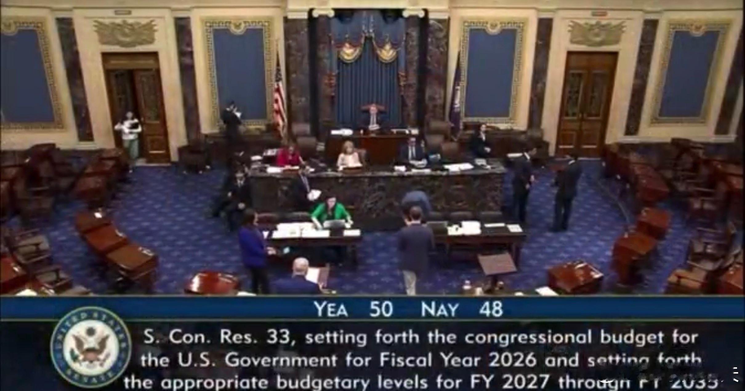 ‼️参议院黎明时分取得突破！共和党人刚刚以50比48票在凌晨3:30通过参议院，