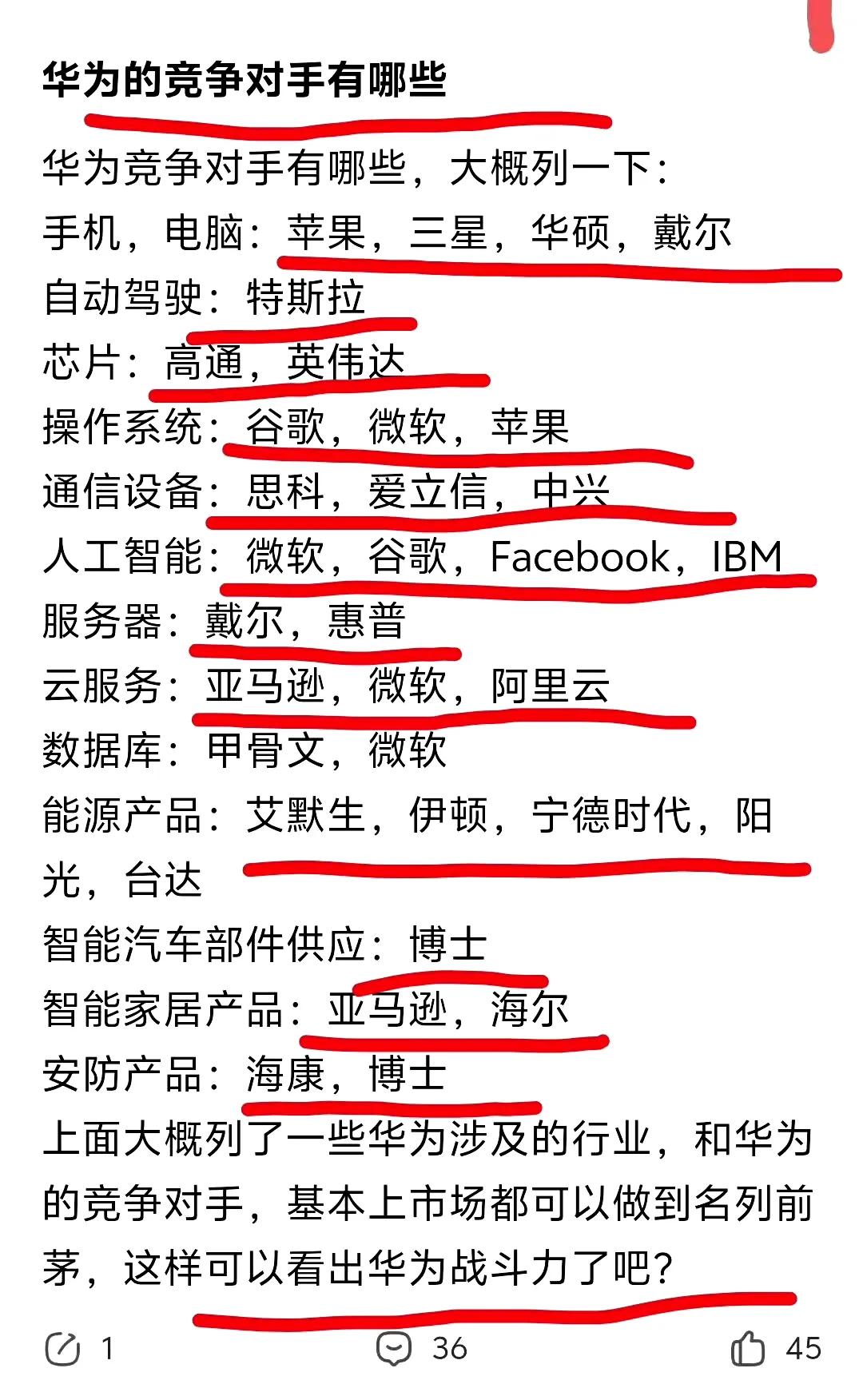 吓尿！华为竟然以一己之力，与这么多世界顶级的公司对抗！不服都不行！

华为所涉及