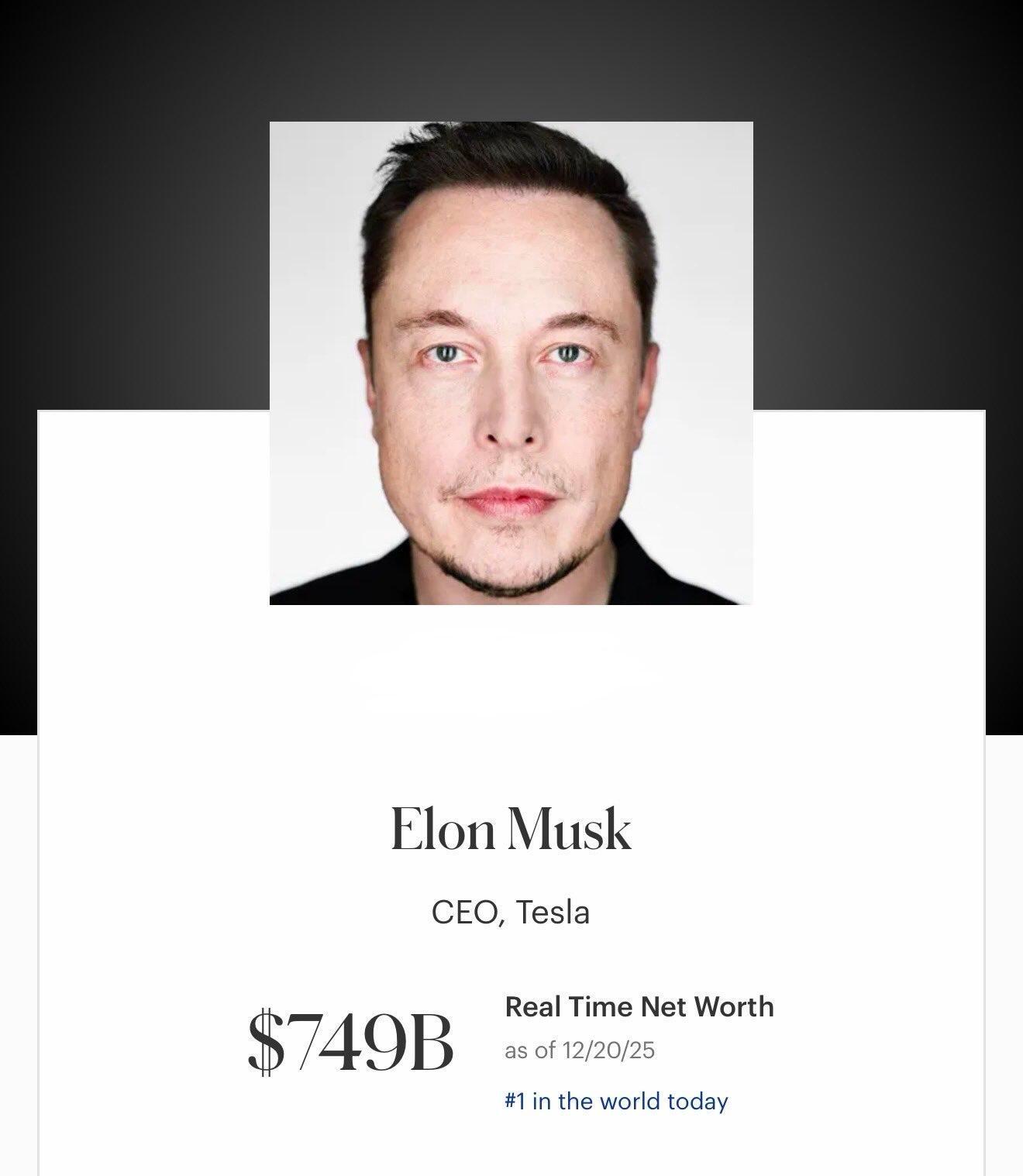 马斯克净资产飙升至7490亿美元 这是真正的富可敌国啊。 