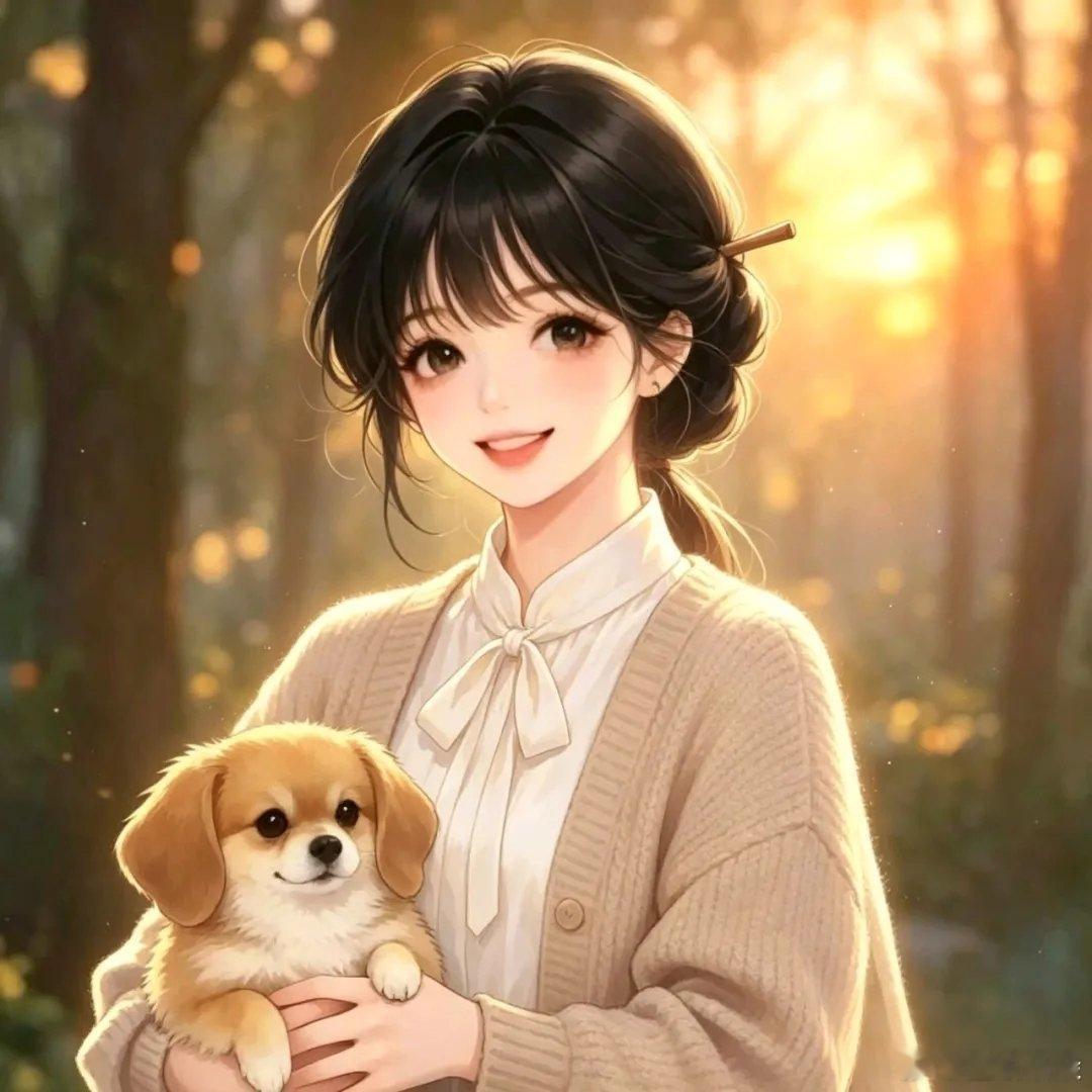 萌宠与少女光影氛围感治愈头像 
