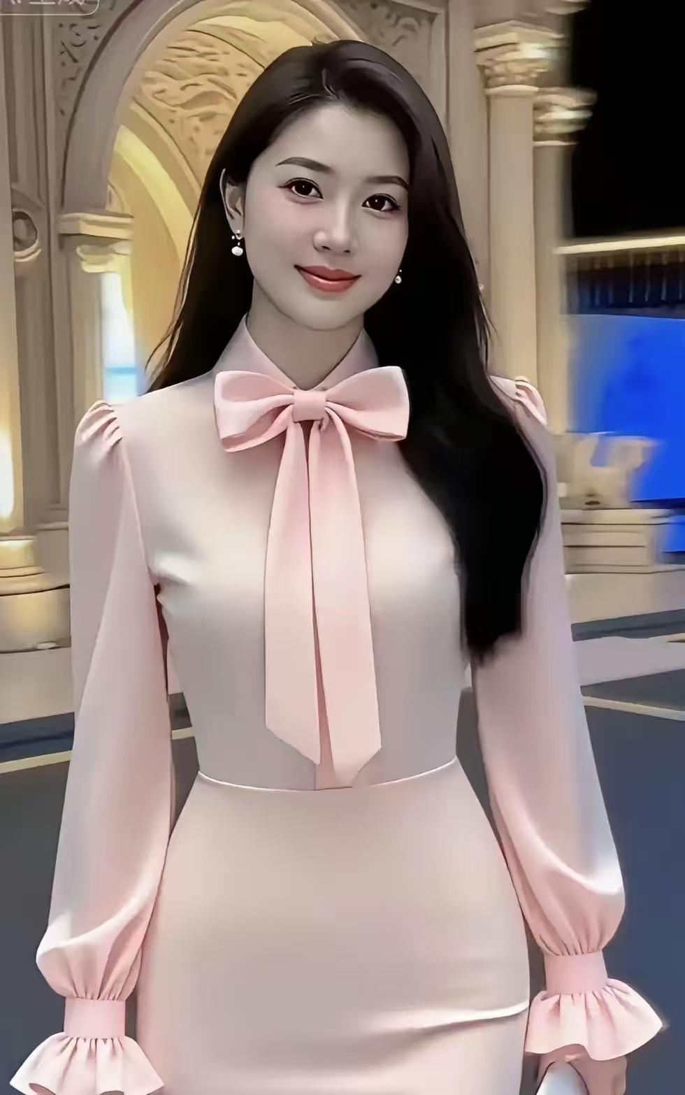 塞鸿秋·粉衣佳人
粉衣一袭登公府，
老板颔首宾朋慕。
结衣束腰纤姿露，
长袖临风