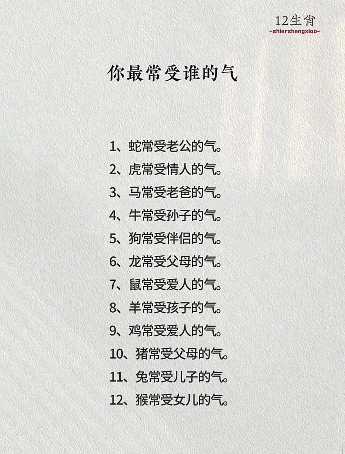 你最常受谁的气？ 