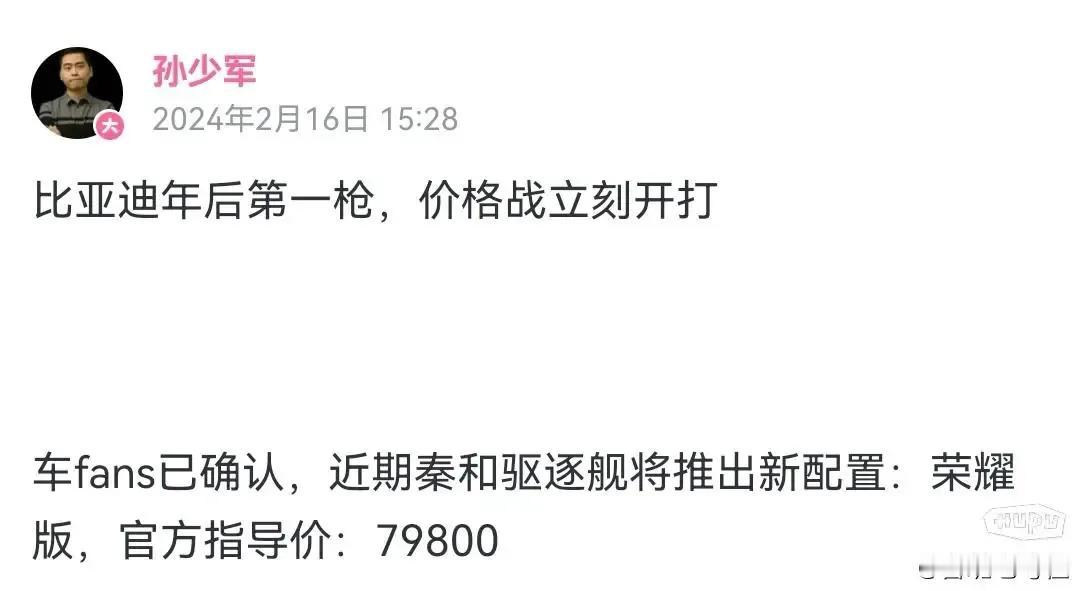 秦和秦L的任务就是不让合资燃油车有保留份额慢慢转型的机会，就得贴着他们的价格打！