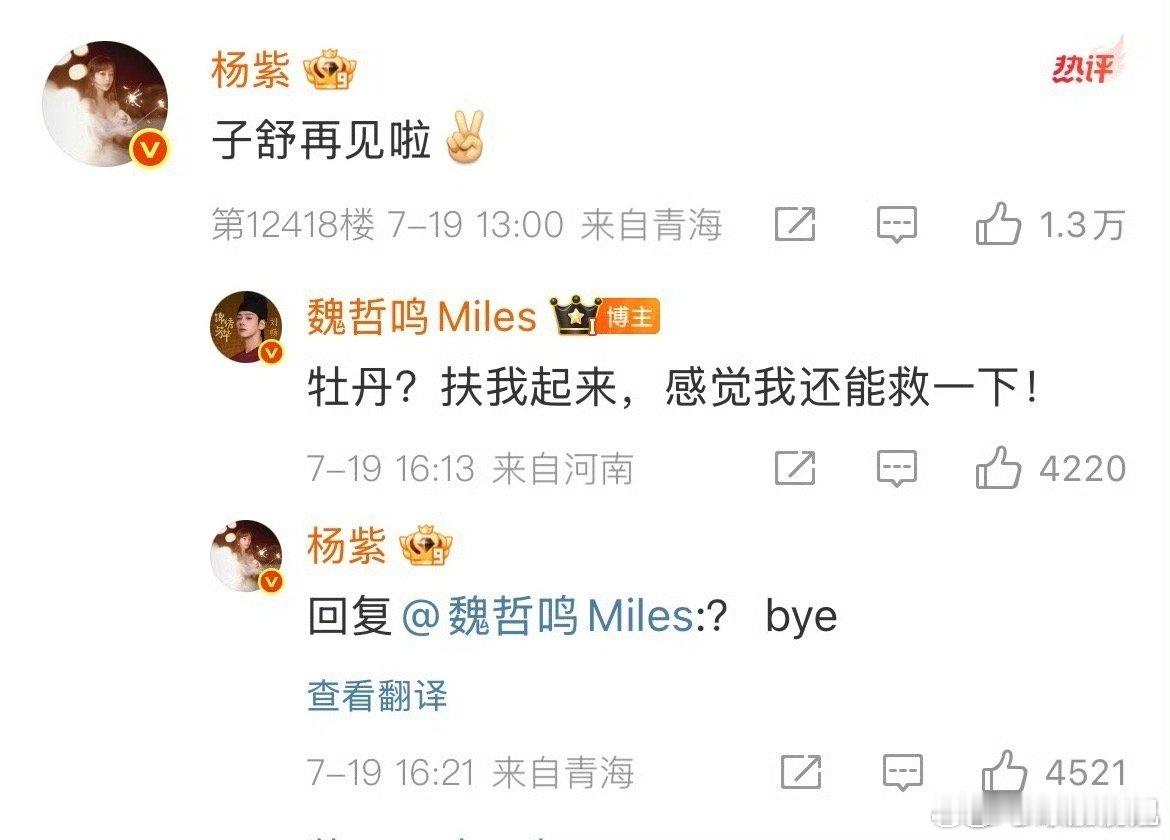 杨紫都有点不敢回魏哲鸣了哈哈哈哈哈哈刘畅后遗症 ​​​