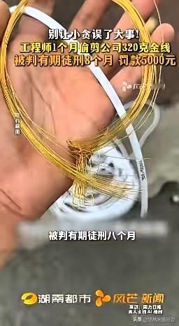 胆大包天！5月2日福建厦门检察机关披露：一工程师借调试设备之机，每次偷偷剪下3至