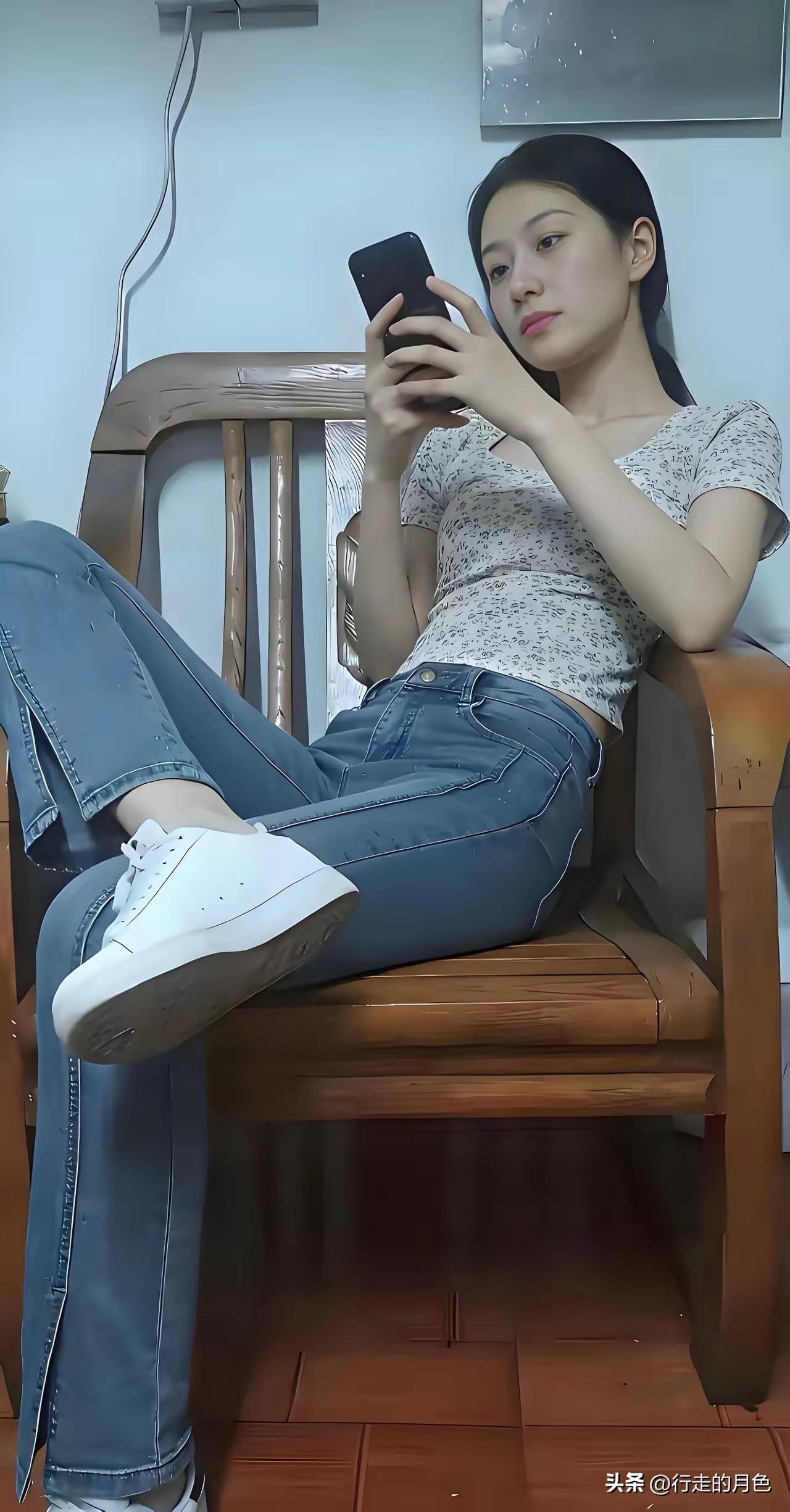 简单的穿搭也挡不住她的气质。