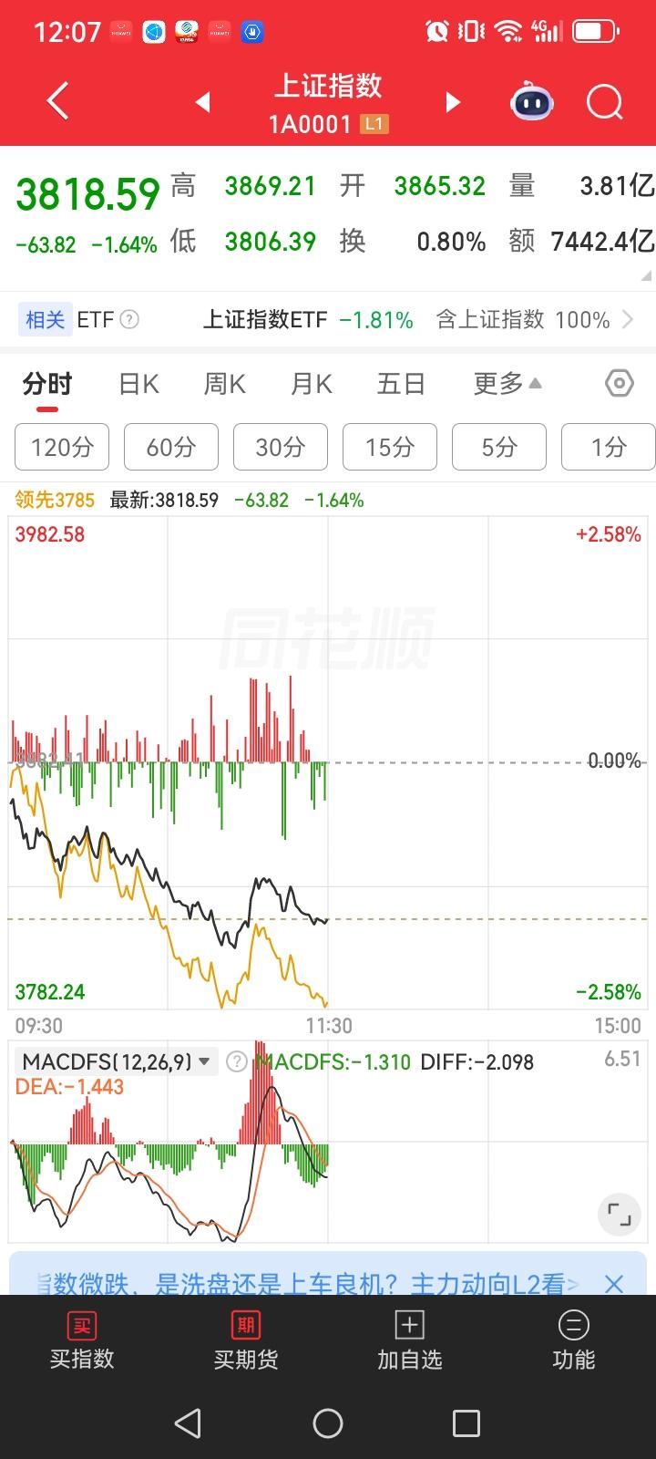 上午大盘出现暴跌，个股也是普遍下跌，那么下午大盘可能会一上来，但是很难翻红，就是