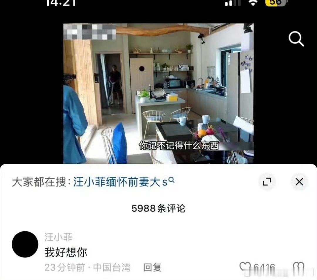 汪小菲在大s视频下面回复老婆我好想你 不知道现任怎么想呢 这热度真是蹭上了 