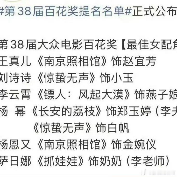 85花百花奖的履历更新85花百花奖的履历杨幂刘诗诗真的太厉害了 