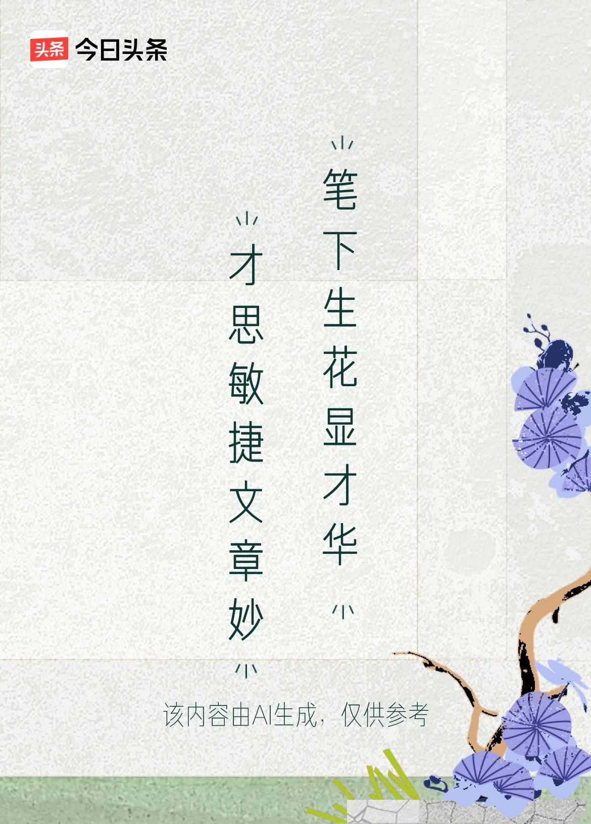 微头条
上联：才思敏捷文章妙
下联：笔下生花显才华
这个下联“笔下生花显才华”与