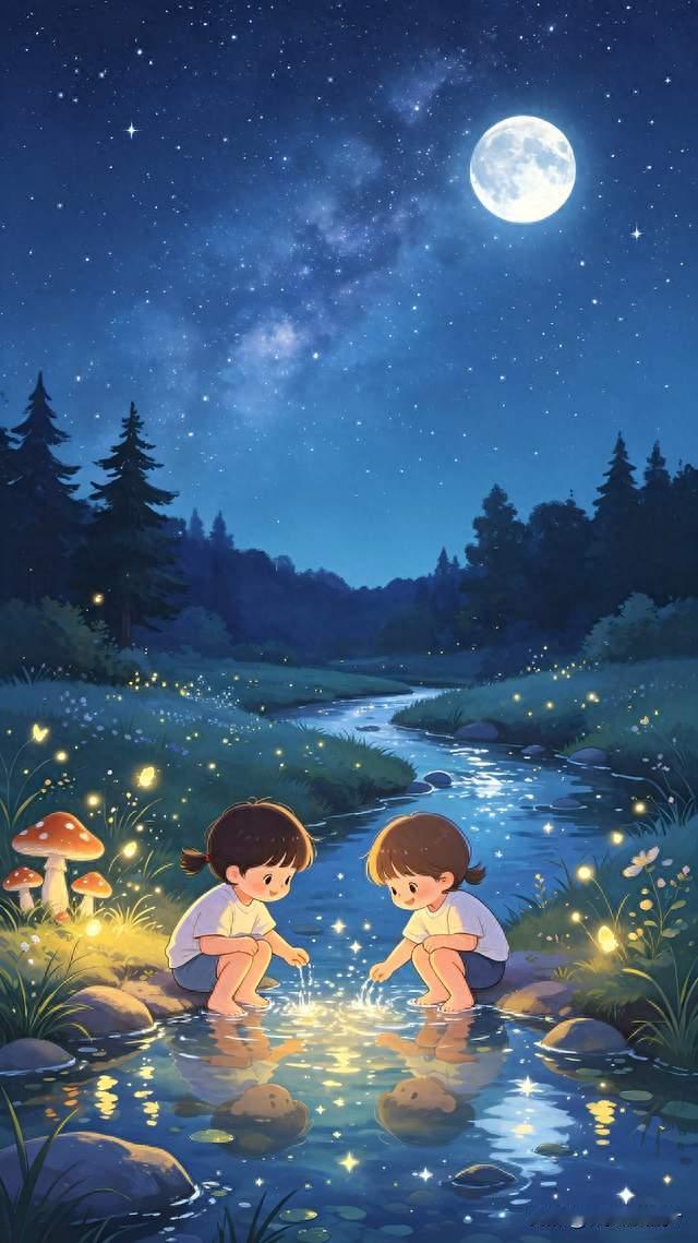 夜晚星空｜月亮、小溪、虫鸣，治愈系手机壁纸合集