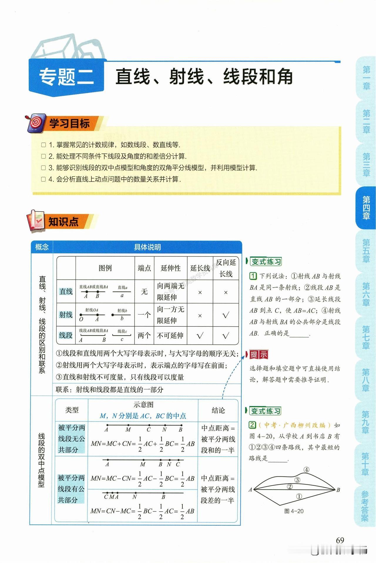 初一数学期末复习——直线、射线、线段、求角度重点题型精讲
1、单中点、双中点模型