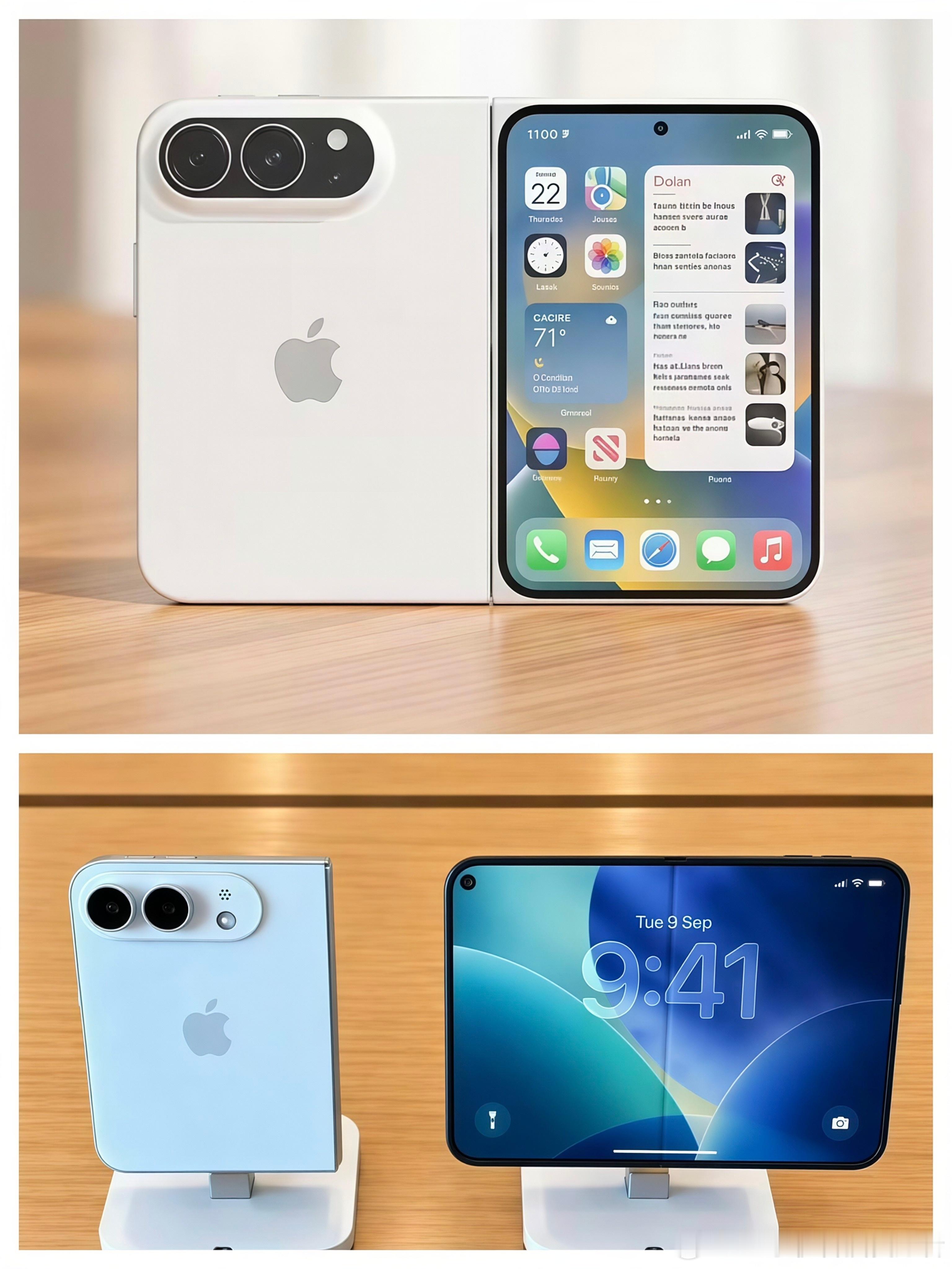 苹果的第一款折叠屏手机命名为iPhone Duo，外观设计没啥好说的，就是阔折叠