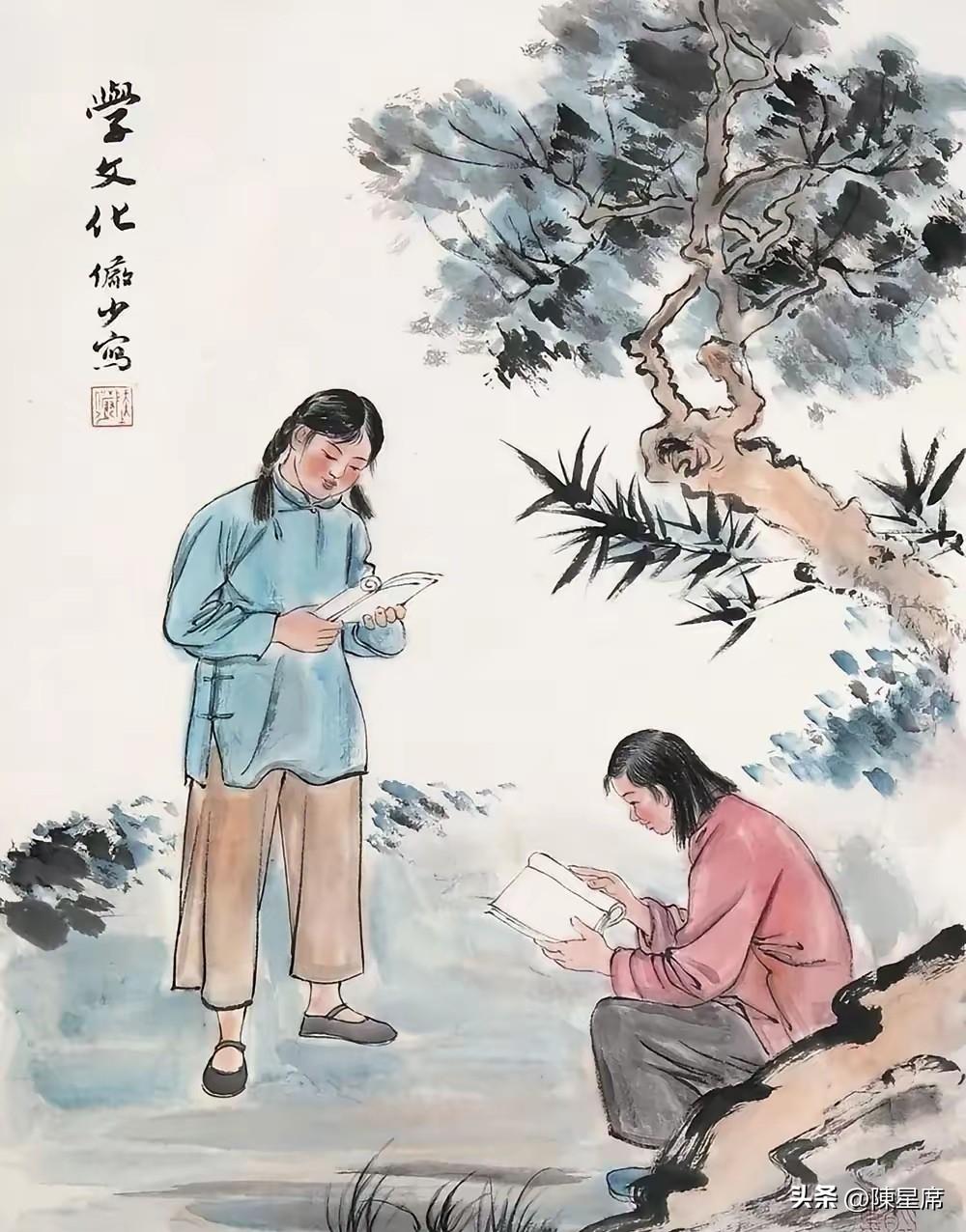 陆俨少先生在山水画领域声名远扬，可他的人物画却少有人知。他的人物画创作与时代背景