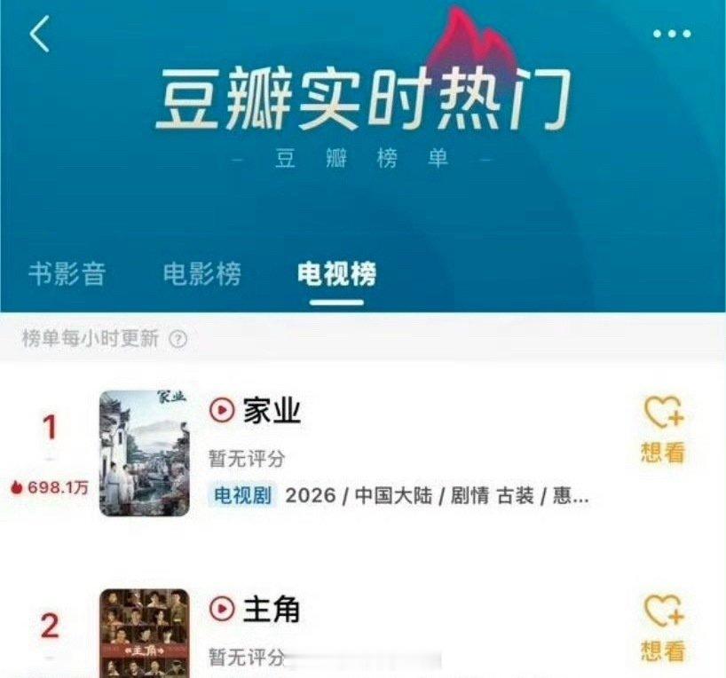 杨紫家业豆 瓣实时热度榜飙升第一了🔥🔥 